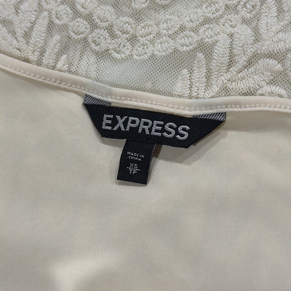 Express Cream Sheer 3/4 Sleeve Mini Dress with Lining - XS - Picture 6 of 10